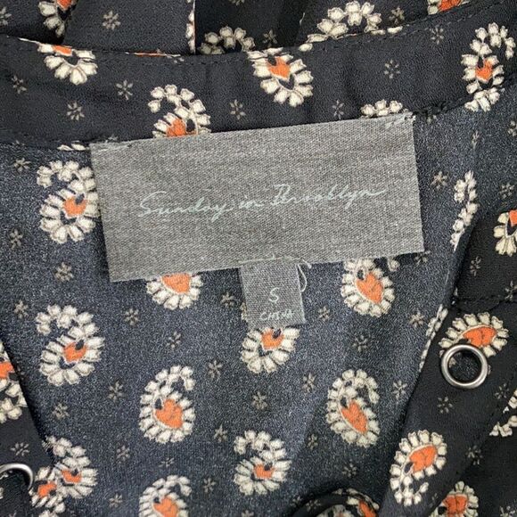 Sunday in Brooklyn Floral Ruffle Tunic Lace Up Top - Picture 5 of 5